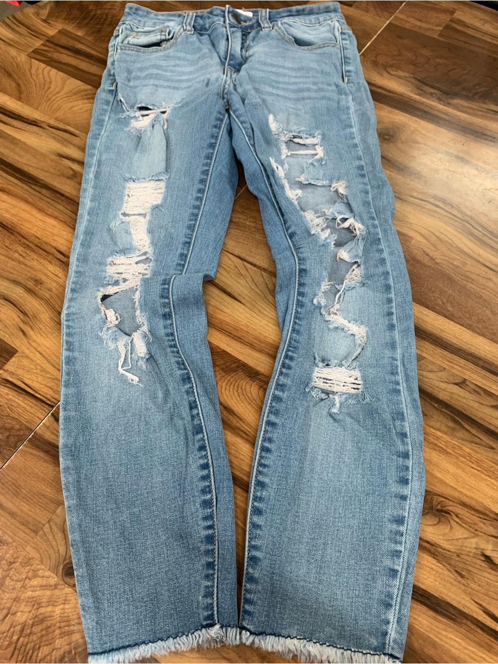 Cello Distressed Skinny Jeans Women Size 3 Blue Denim Ripped Frayed Stretch